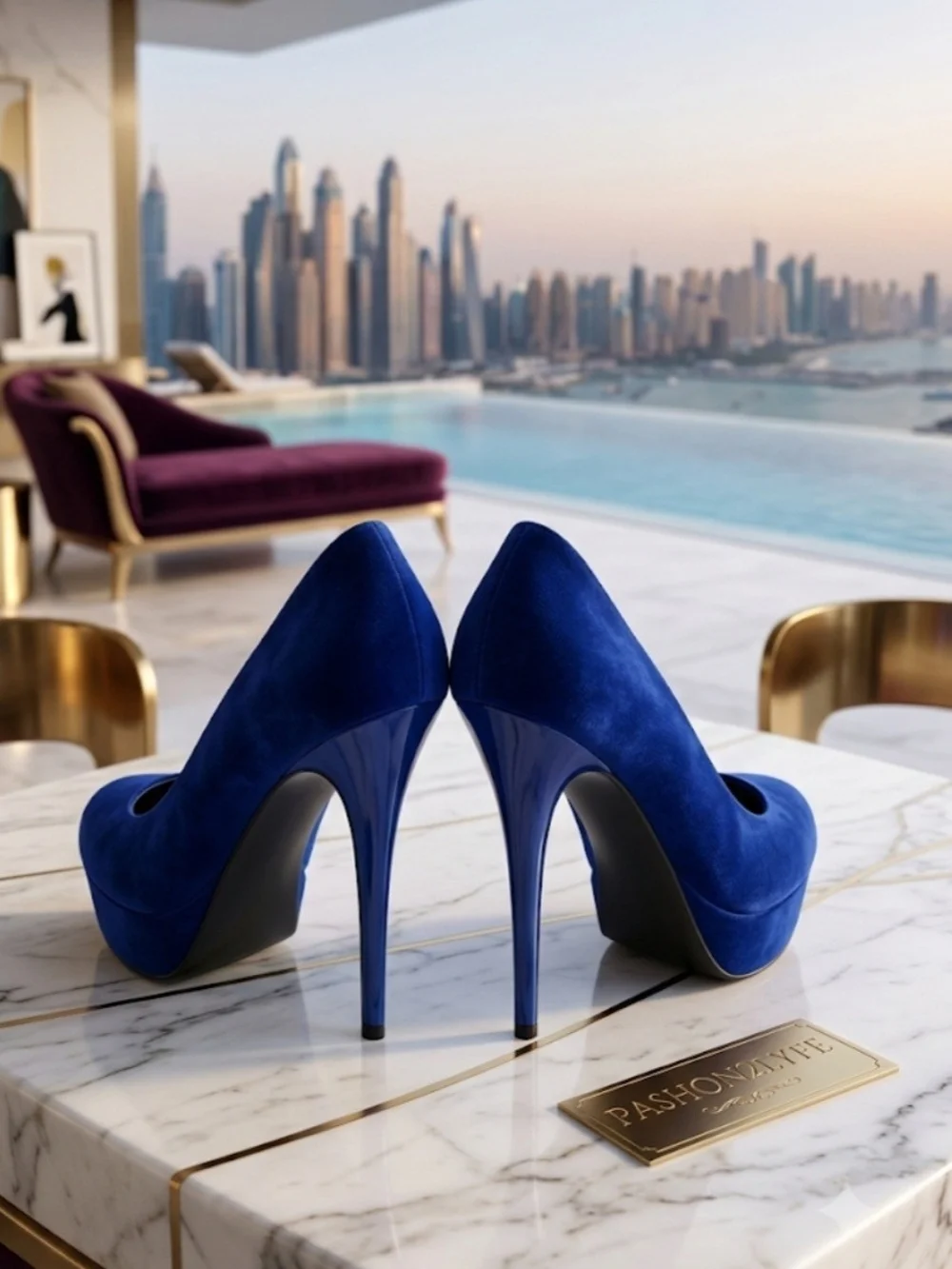 Unsensored Cobalt Blue Suede Platform Stiletto Pumps